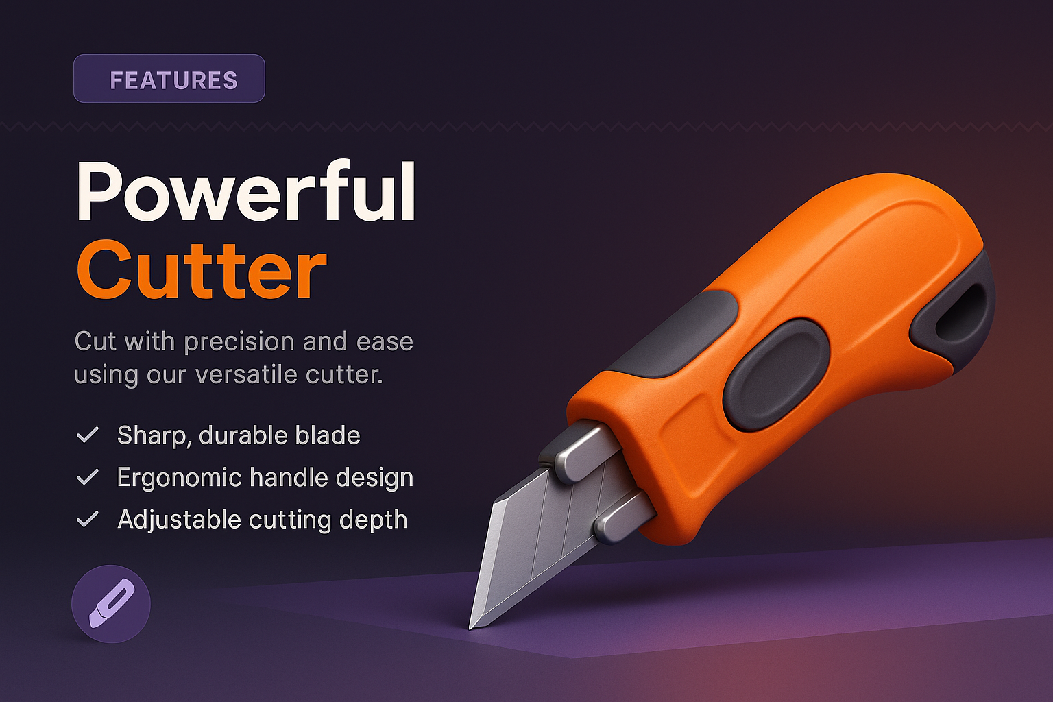 3D Illustration of a Powerful Cutter for Landing Page