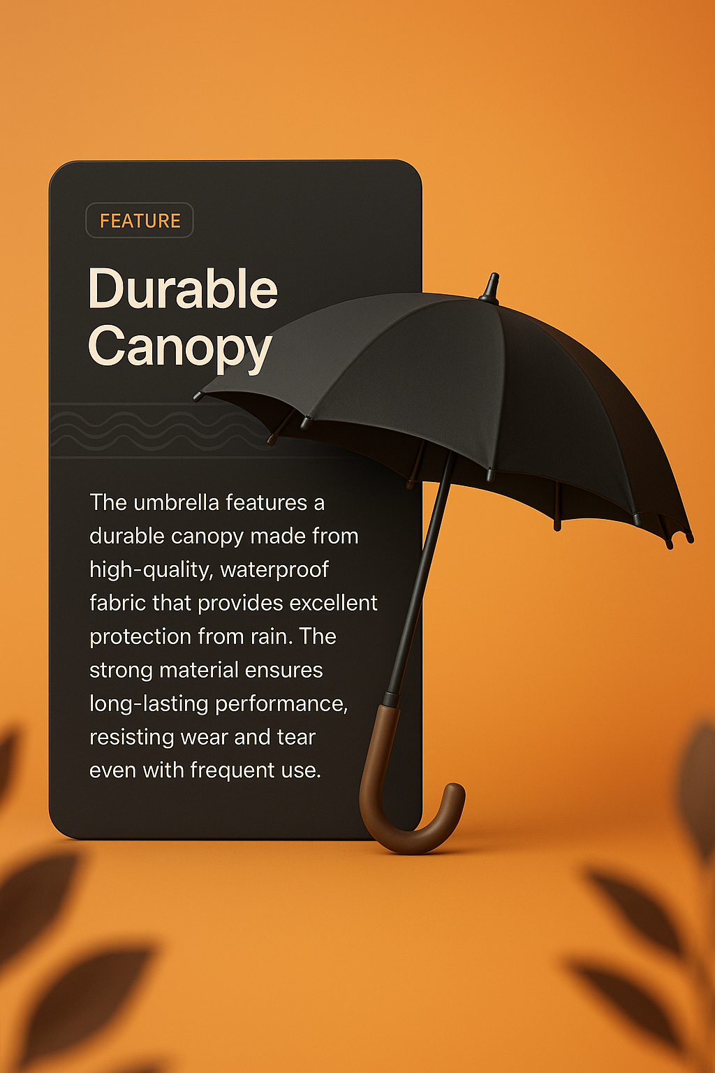 3D Illustration of a Stylish Umbrella with Feature Highlight
