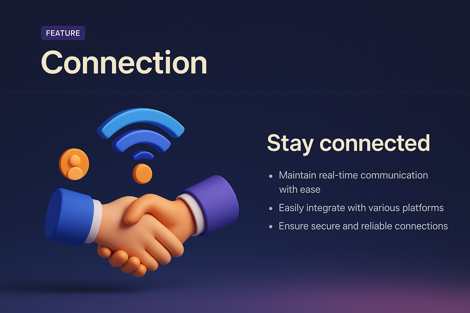 3D Illustration of Connection Concept with Icons