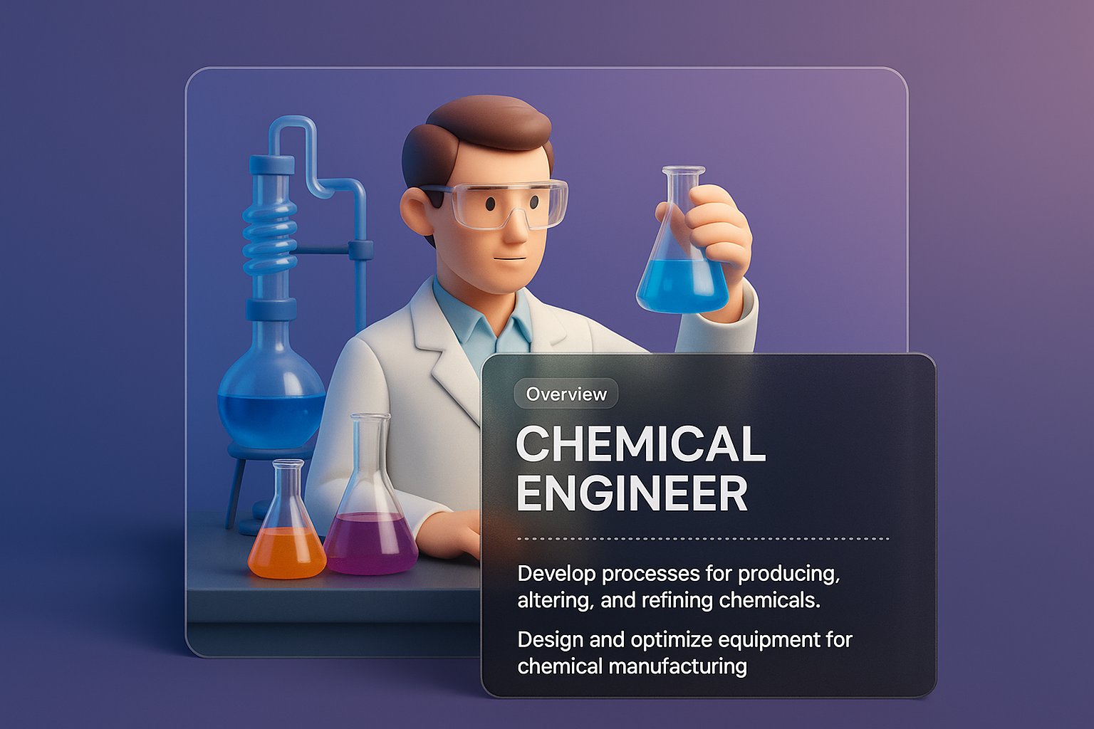 3D Illustration of a Chemical Engineer in Action