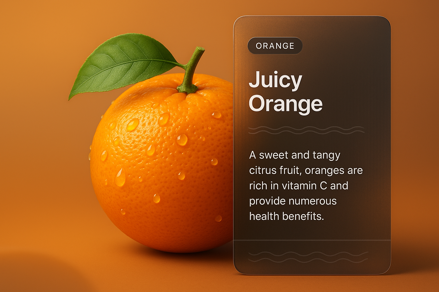3D Illustration of an Orange with Modern Design Elements