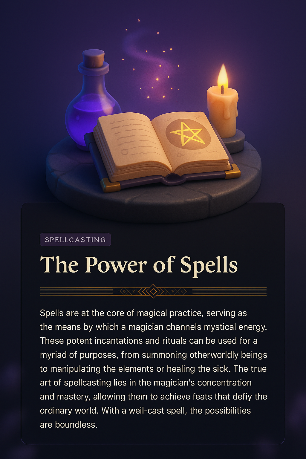 Enchanting 3D Web Page Design Featuring Spellcasting Theme