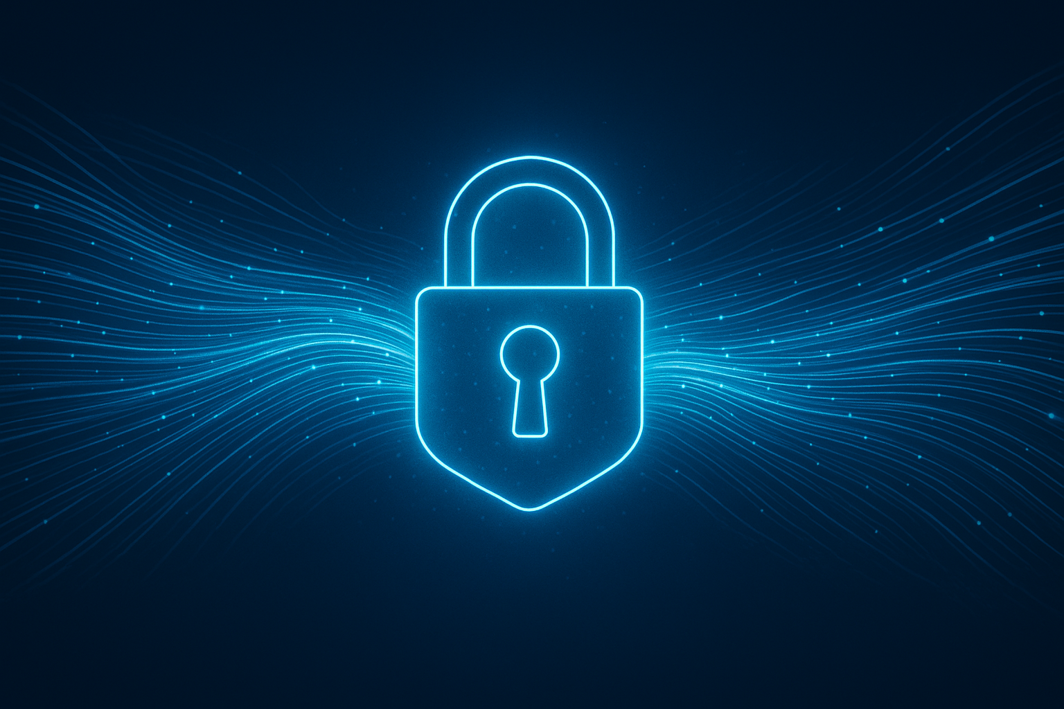 Lock Symbol Representing Data Security and Flowing Information