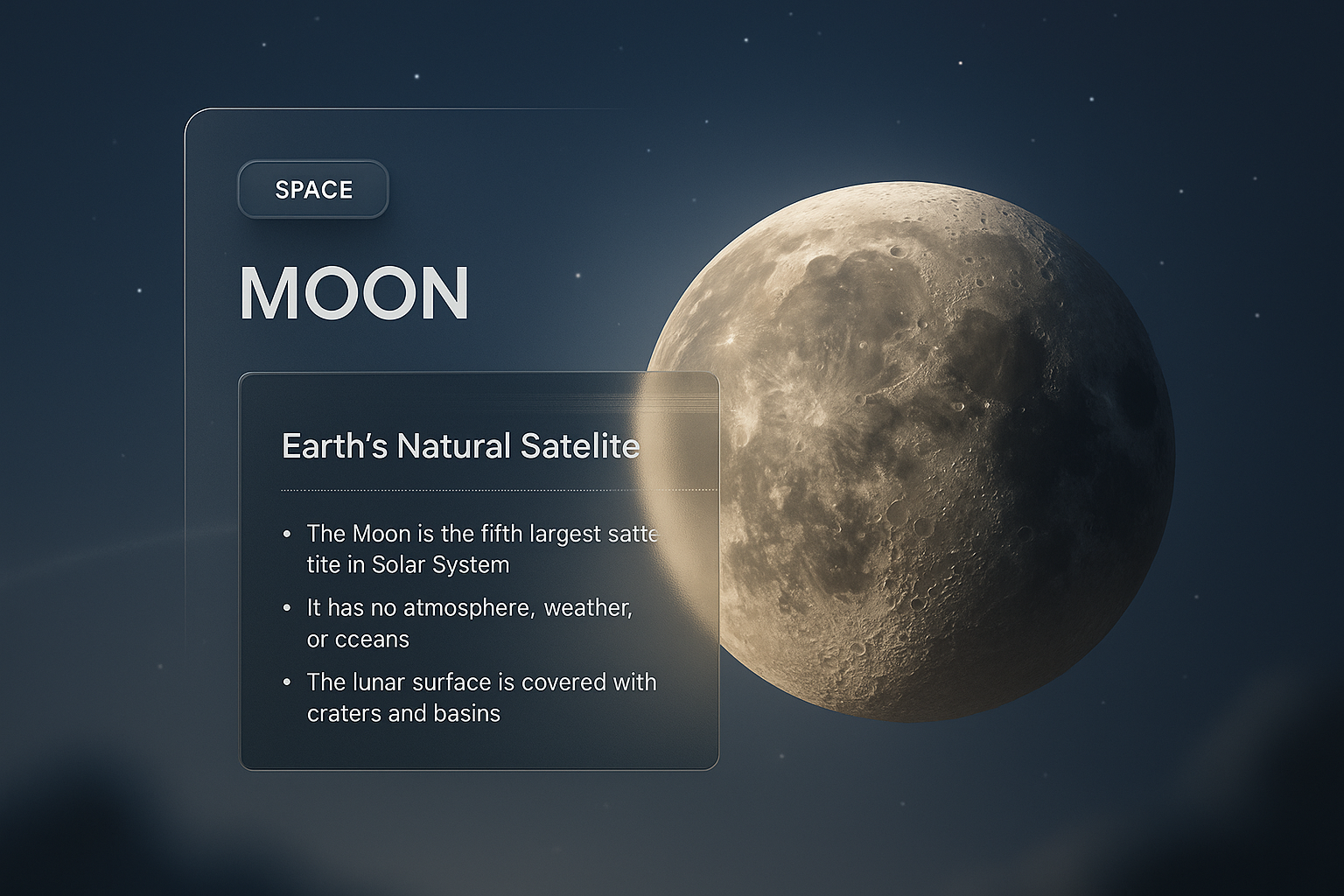 3D Illustration of the Moon with Informative Overlay
