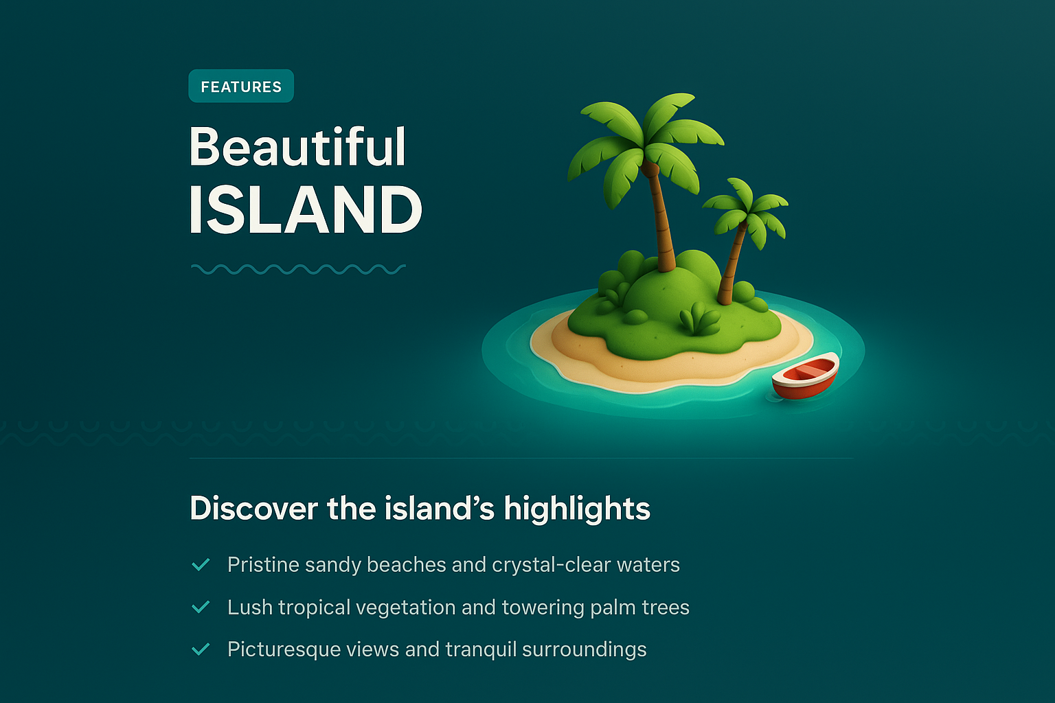 Landing Page Design Featuring a Beautiful Island Landscape