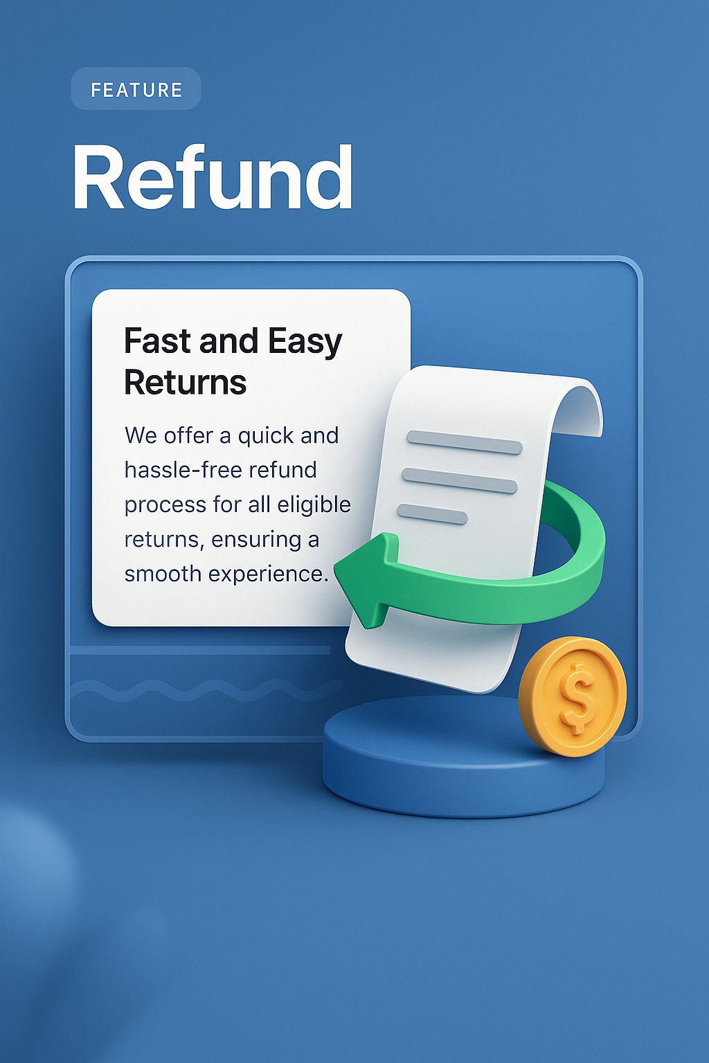 3D Illustration for Refund Feature in Web Design