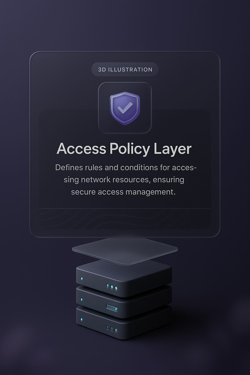 3D Illustration of Access Policy Layer on Server