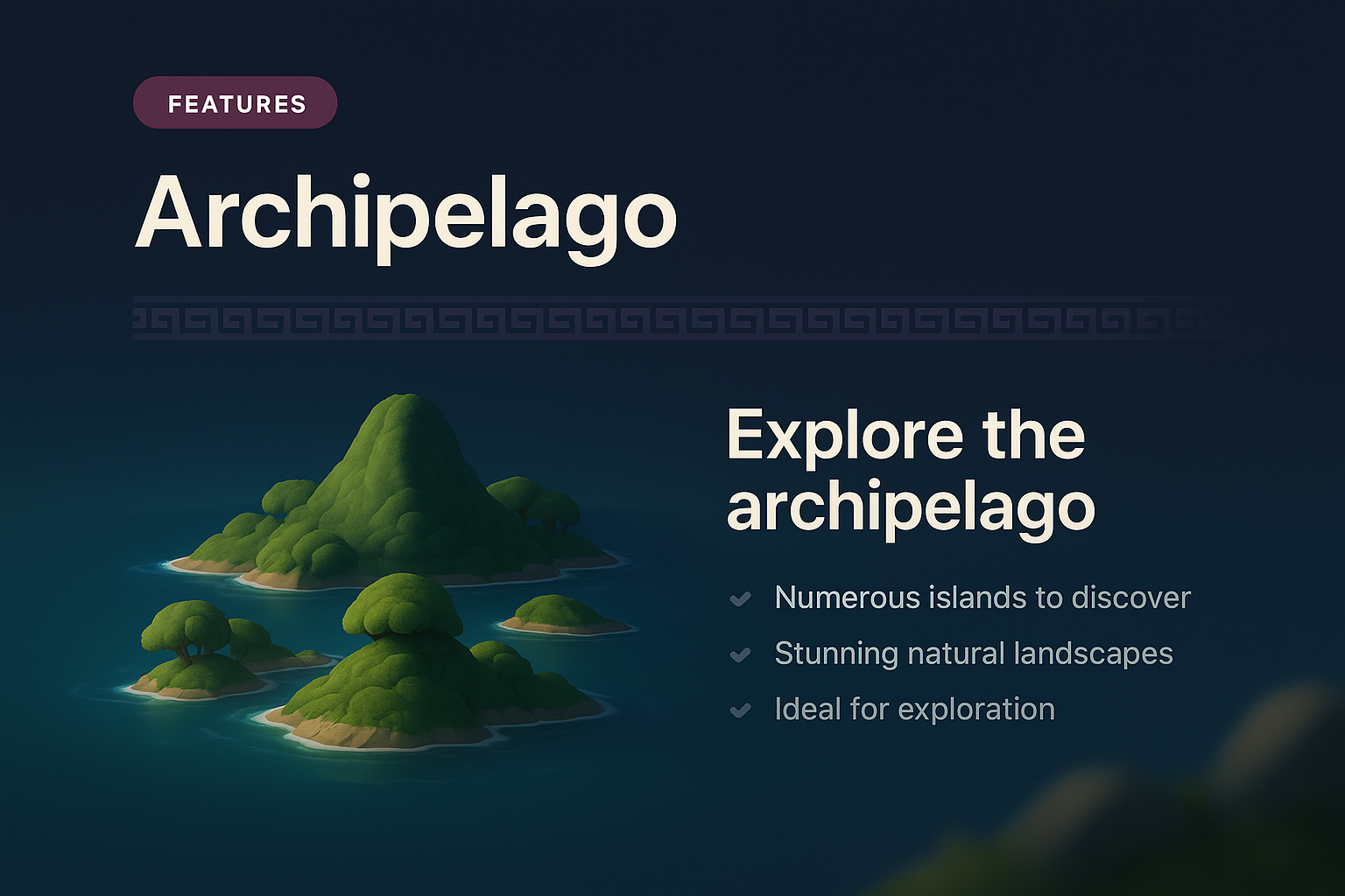 3D Illustration of an Archipelago with Features Highlighted