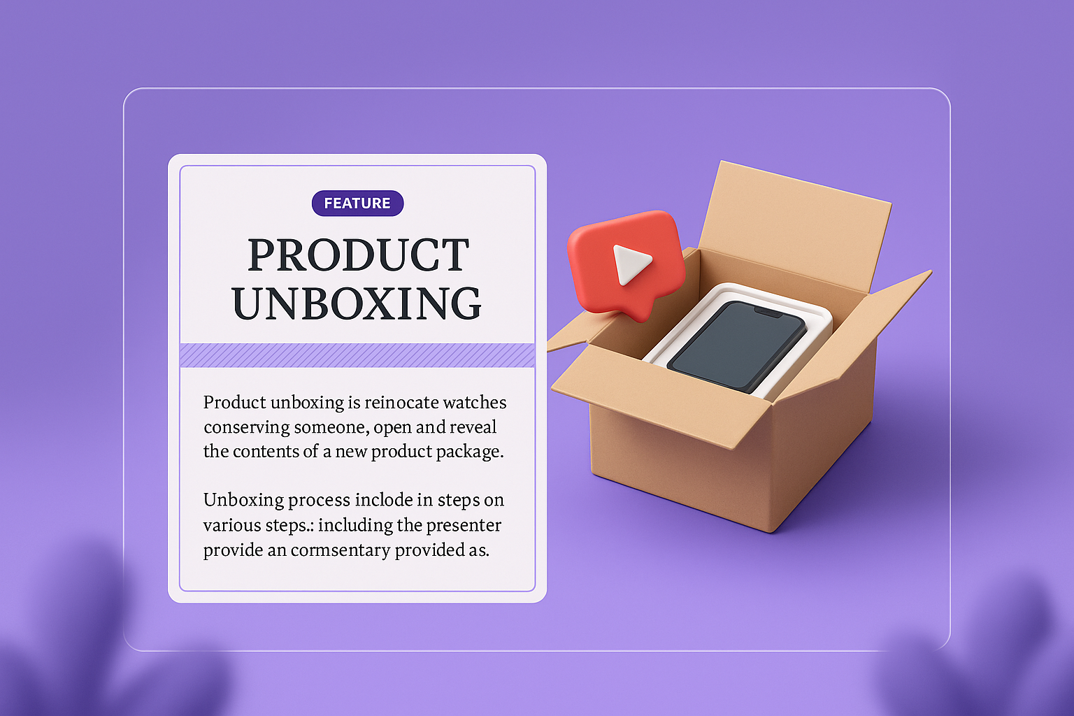 3D Illustration of Product Unboxing with Informative Block