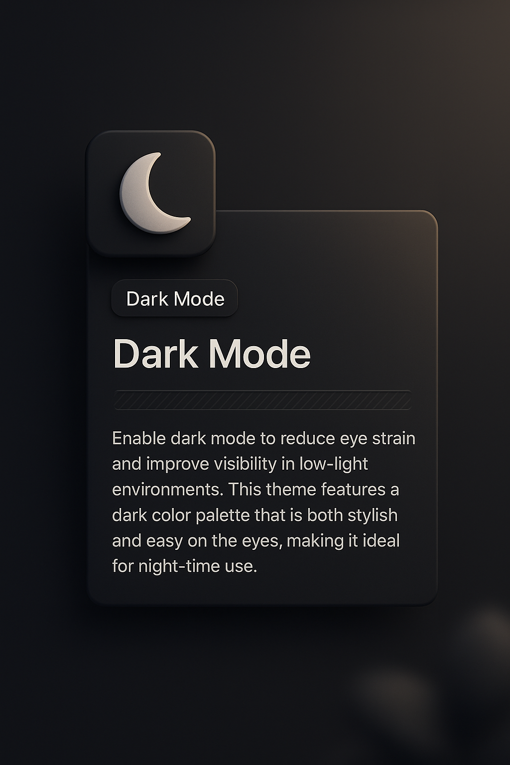 Dark Mode Web Design Concept with 3D Elements