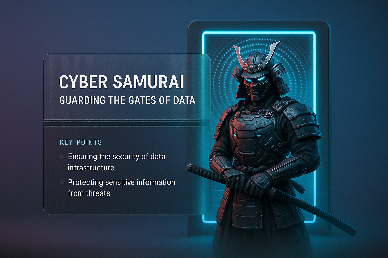 Cyber Samurai Guarding Data Gates - 3D Illustration