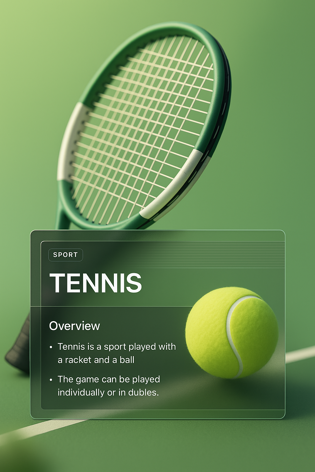 3D Tennis Illustration with Informative Overlay