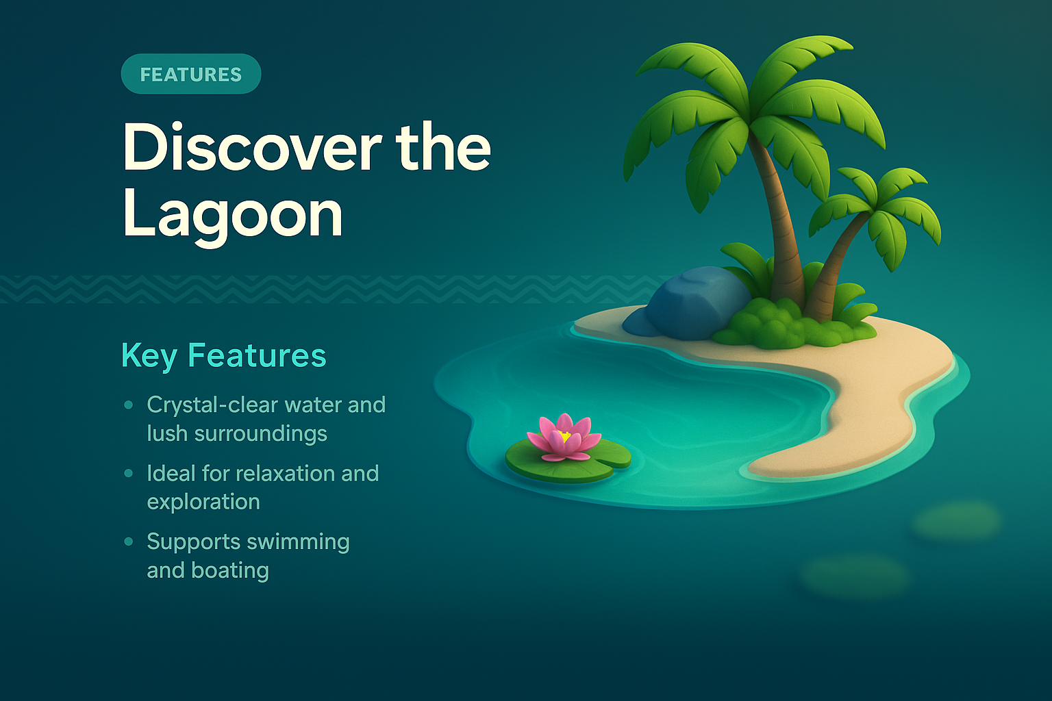 Discover the Lagoon: A 3D Illustration of Serenity and Exploration