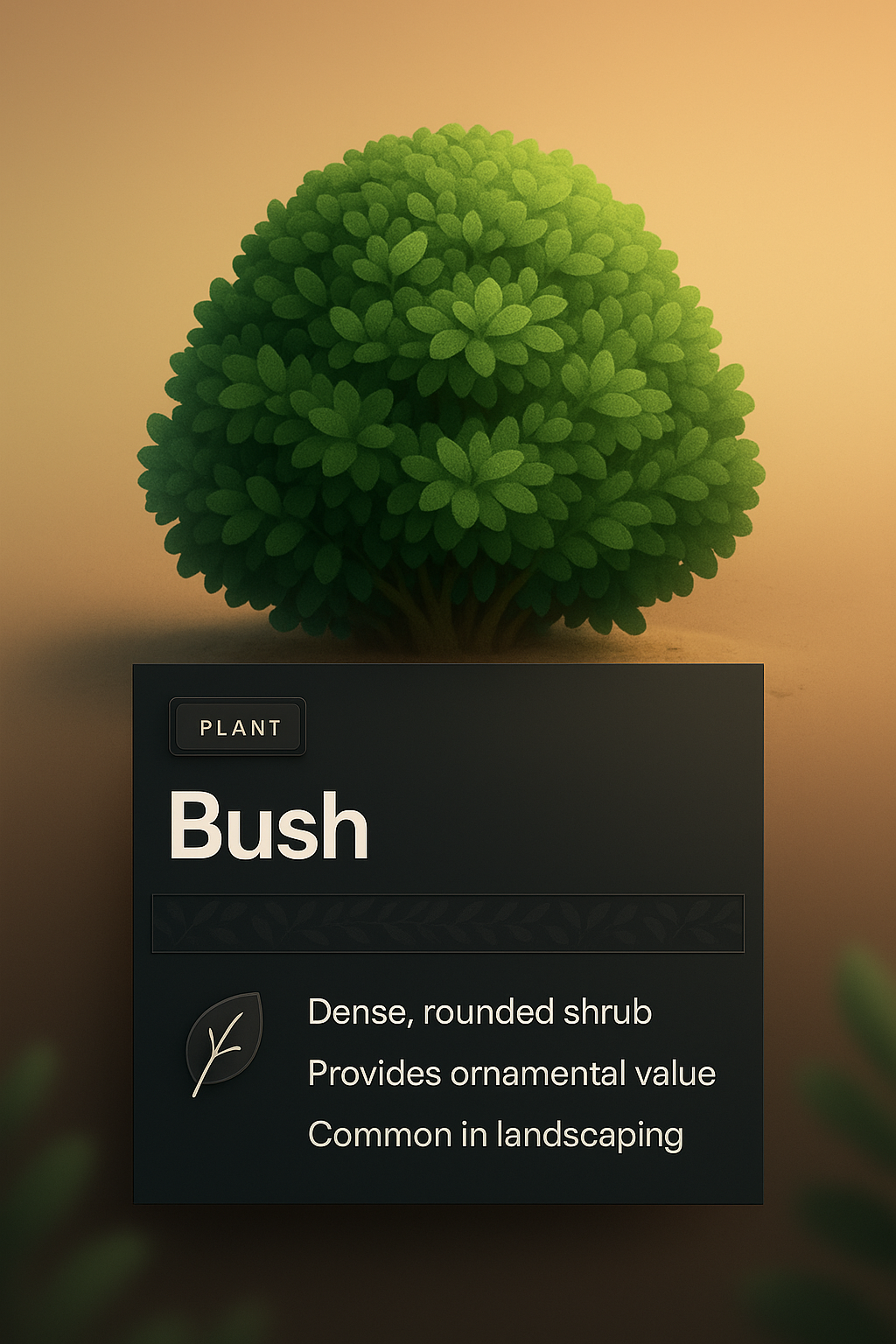 3D Illustration of a Bush with Informative Overlay