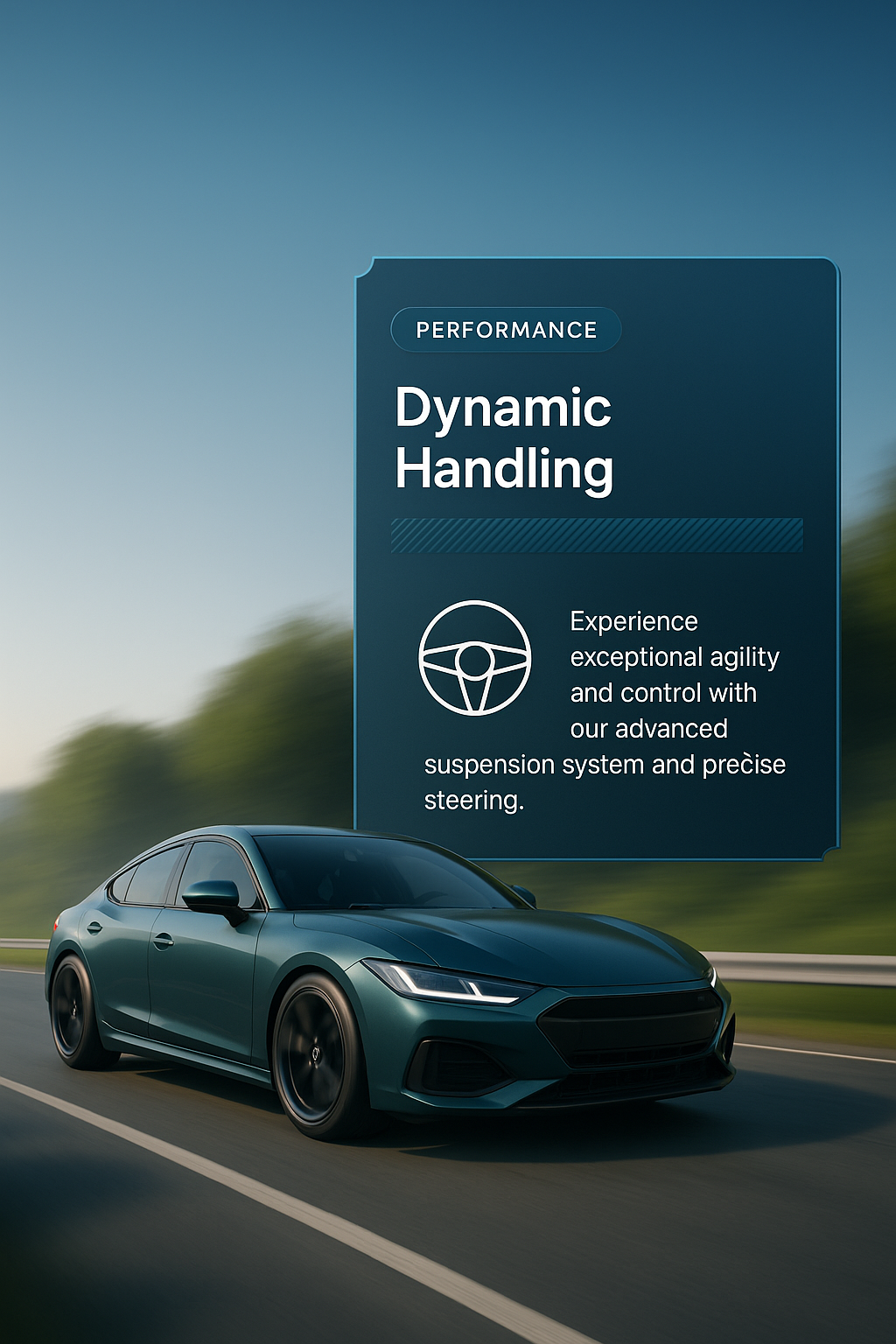 3D Car Illustration with Dynamic Handling Features