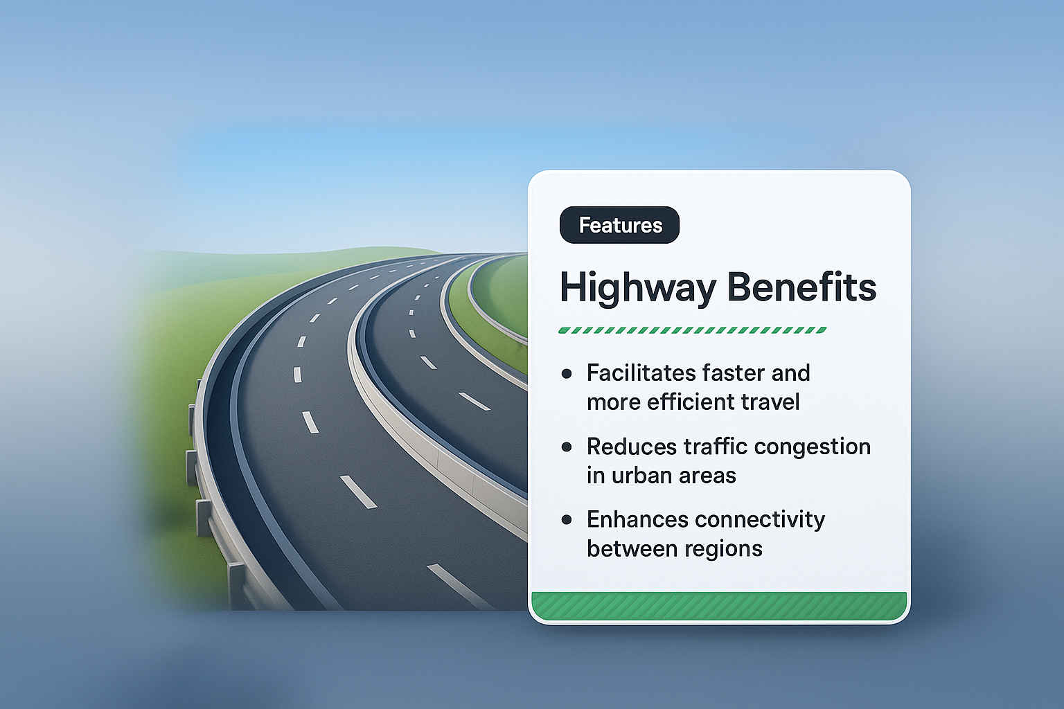 3D Illustration of a Highway with Features Overview