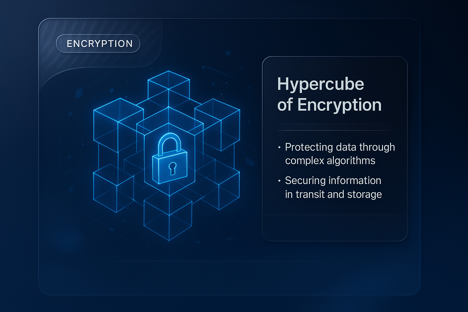 3D Digital Encryption Cube Representing Cybersecurity Concepts
