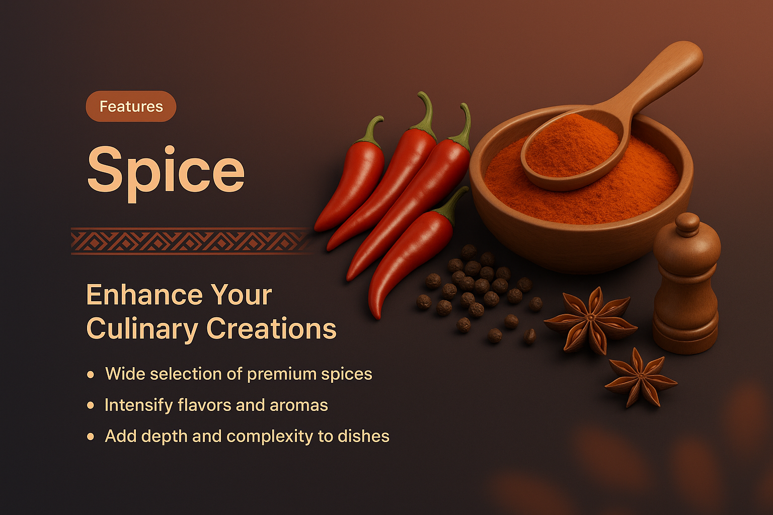 3D Illustration Landing Page Design for Spice Features
