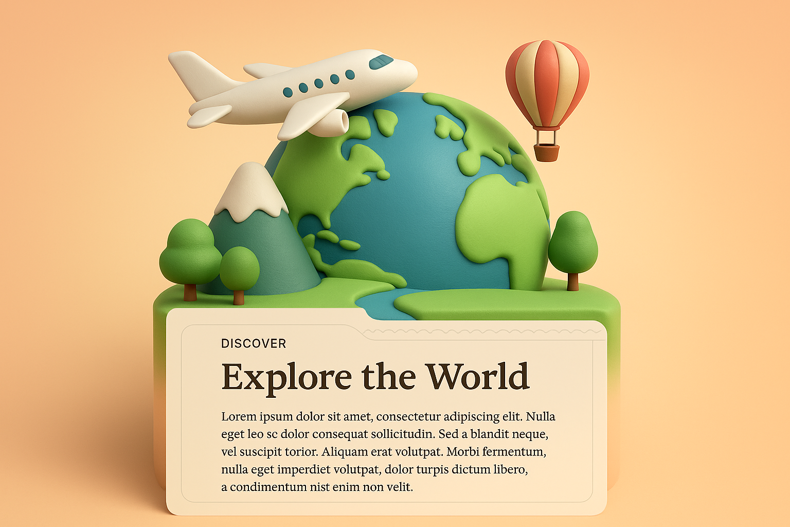 Explore the World: 3D Illustration with Engaging Design Elements
