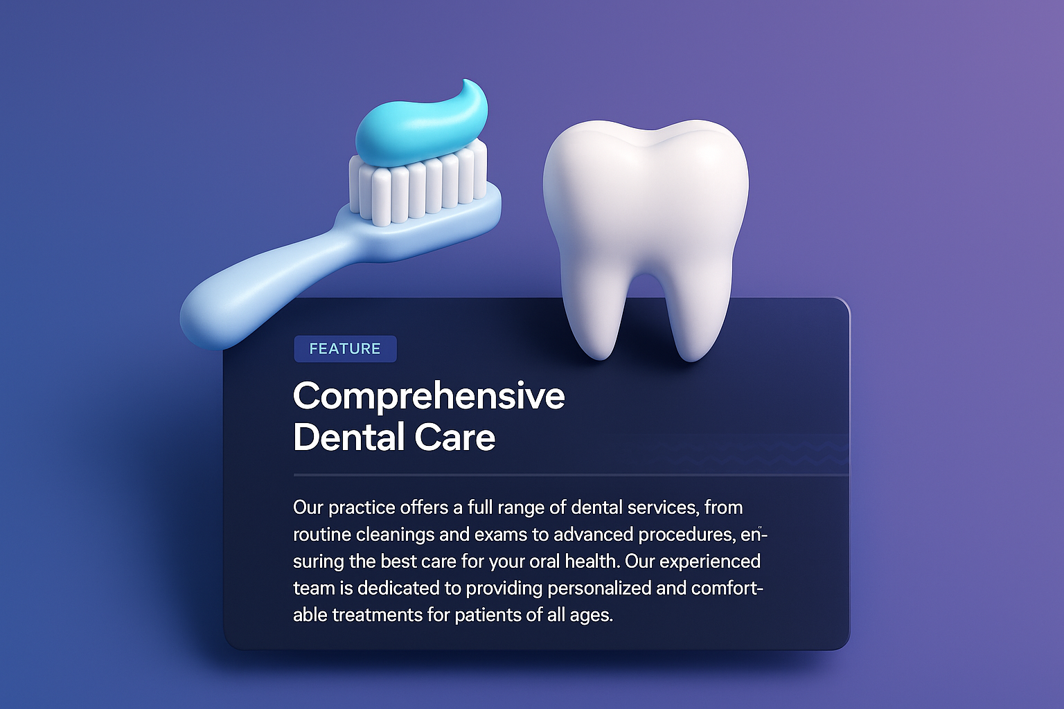 3D Web Design for Dental Services Featuring Comprehensive Care