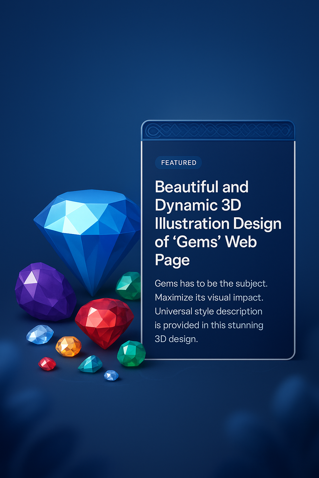 Dynamic 3D Illustration of Colorful Gems for Web Design