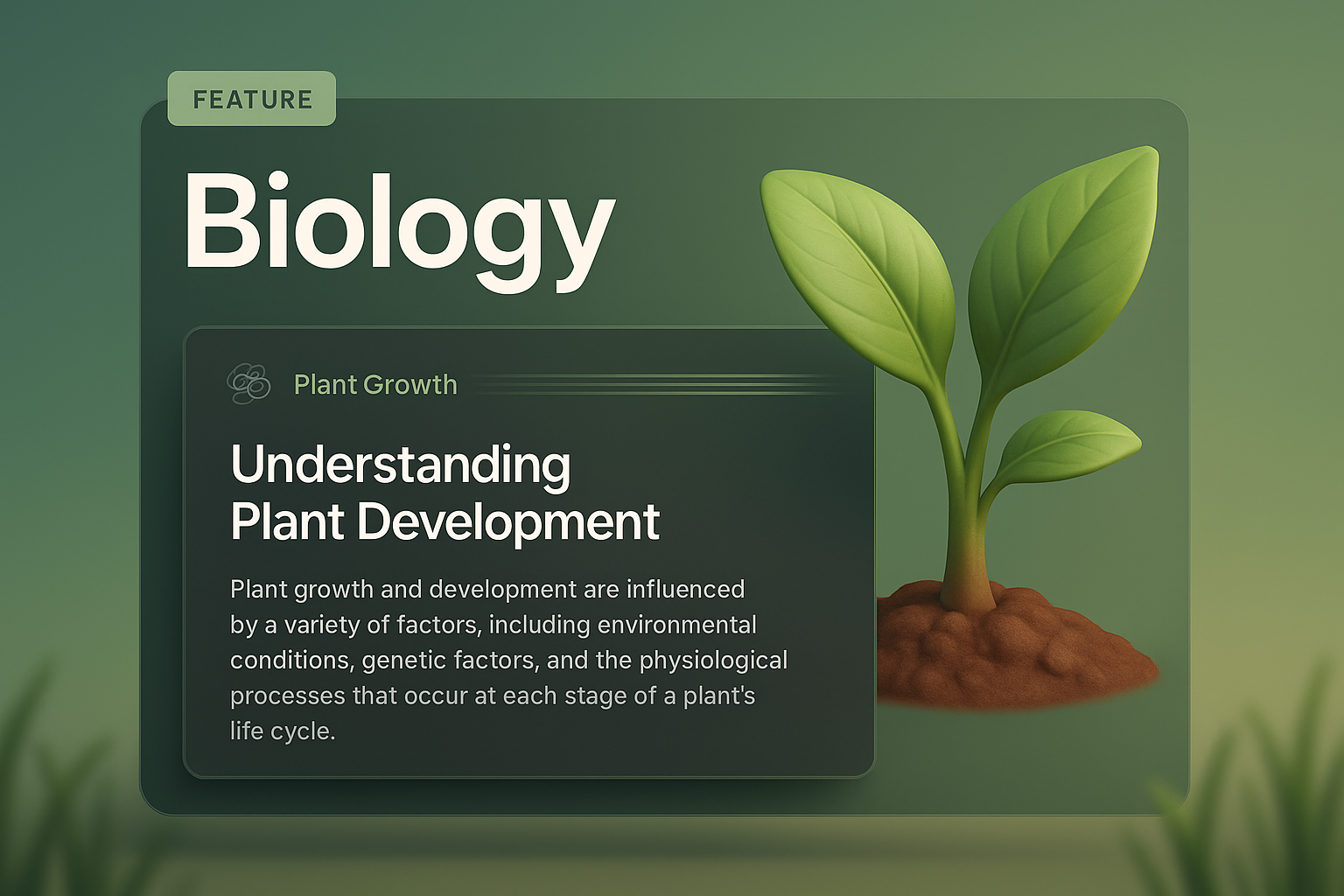 3D Illustration of Biology Concept with Plant Growth Feature