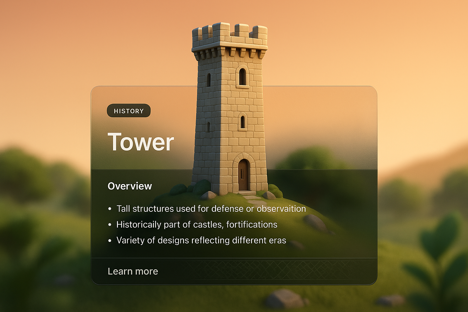 3D Tower Concept with Transparent Overlay Design