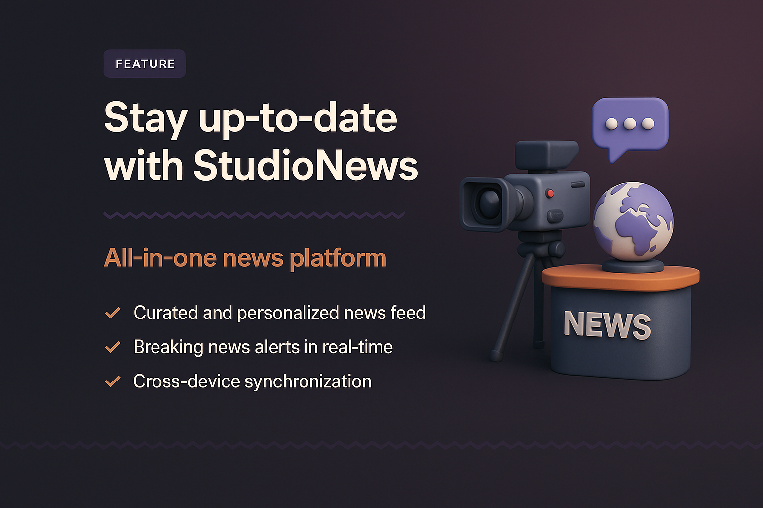 3D Illustration of StudioNews Platform Features