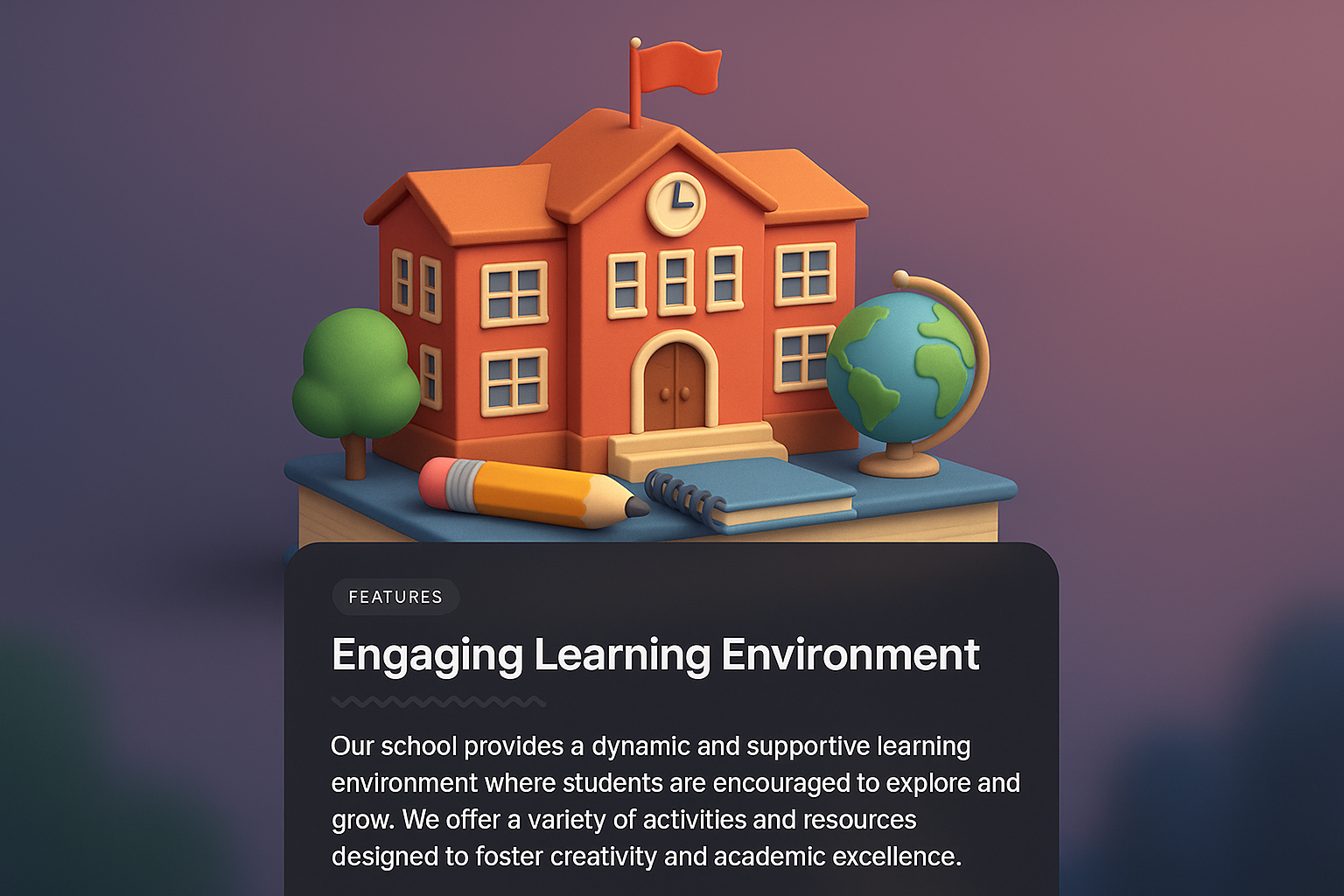 3D Illustration of a School Learning Environment