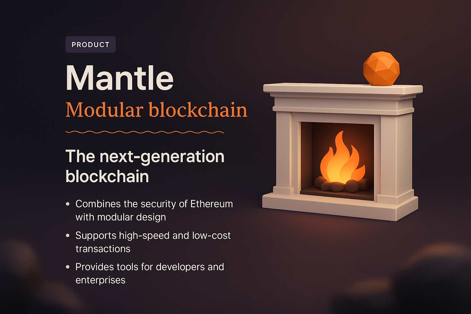 3D Illustration Landing Page for Mantle Blockchain Product