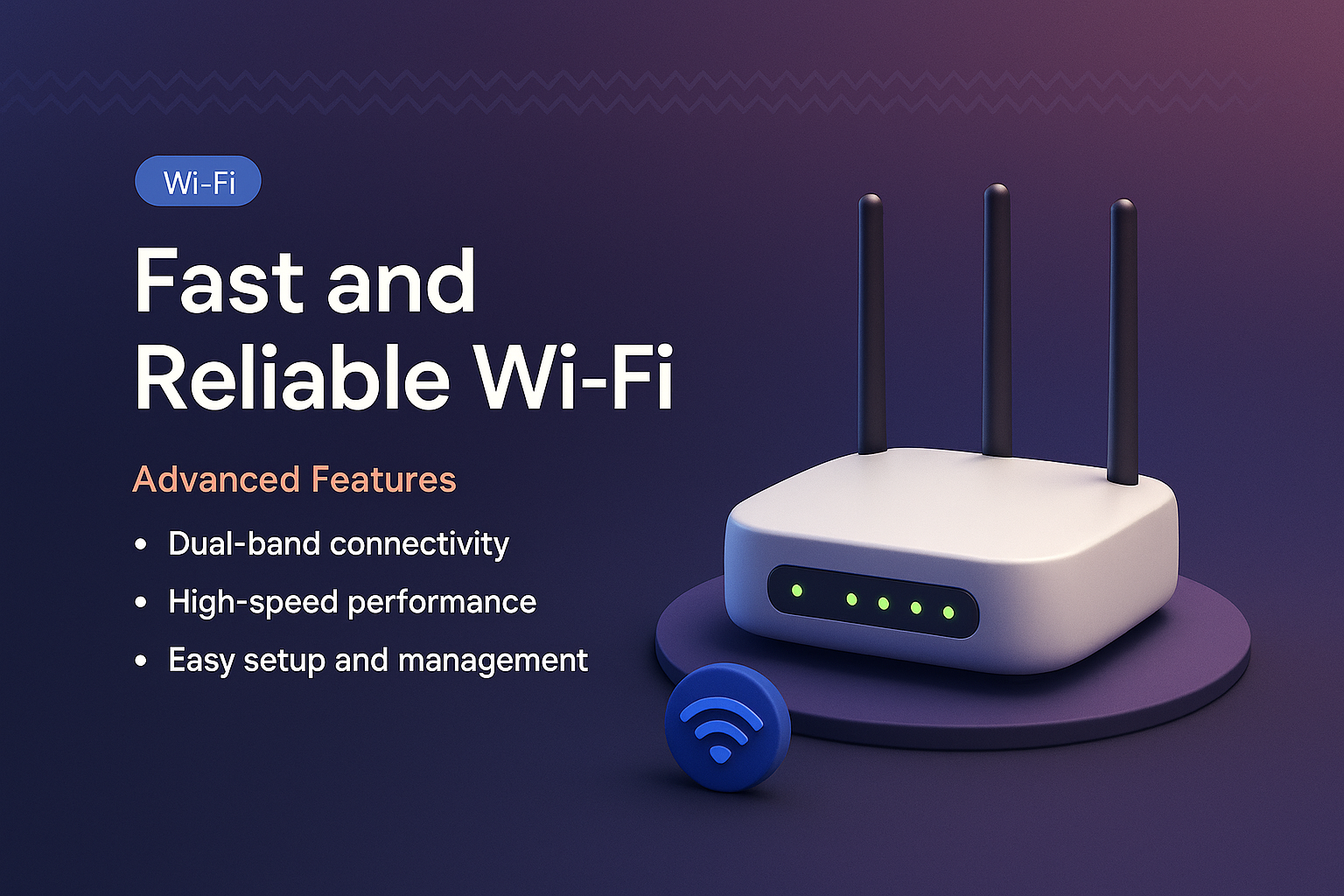 3D Illustration of a Router with Features Overview