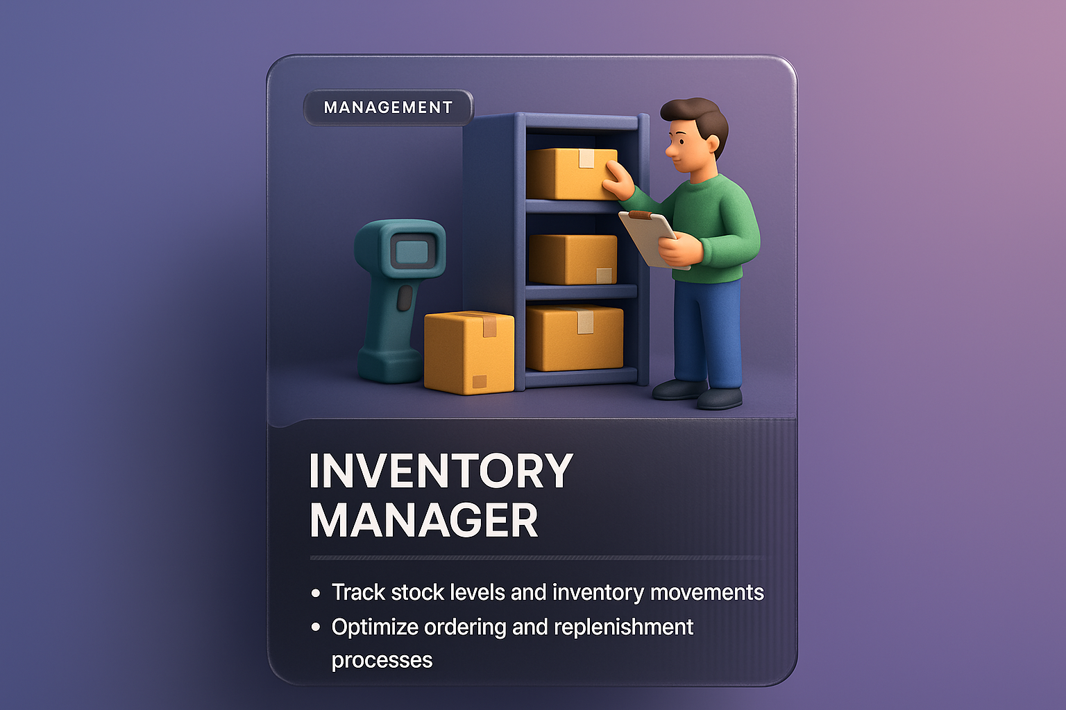 3D Illustration of Inventory Management with Visual Elements