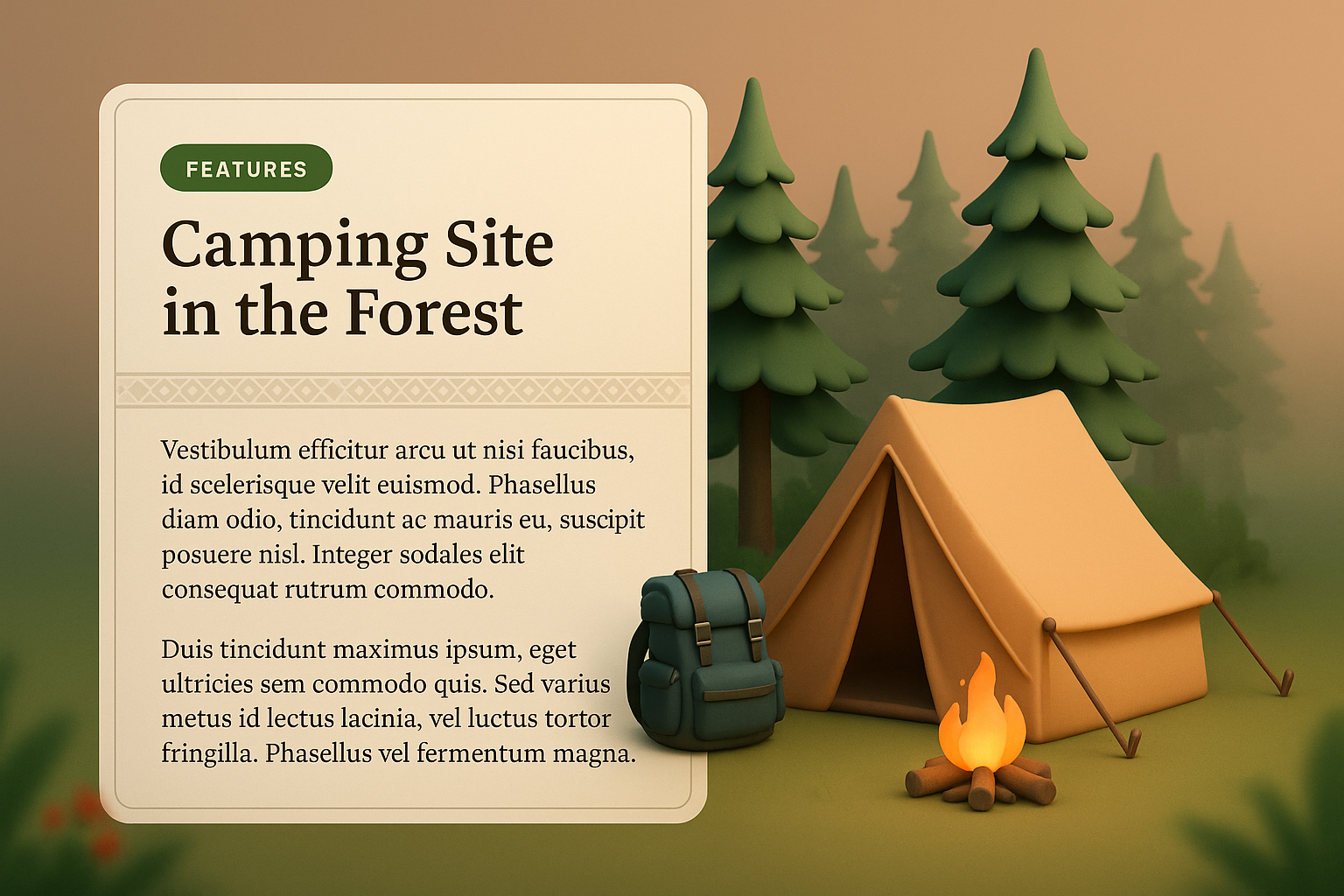 Charming Camping Site in a Lush Forest Environment