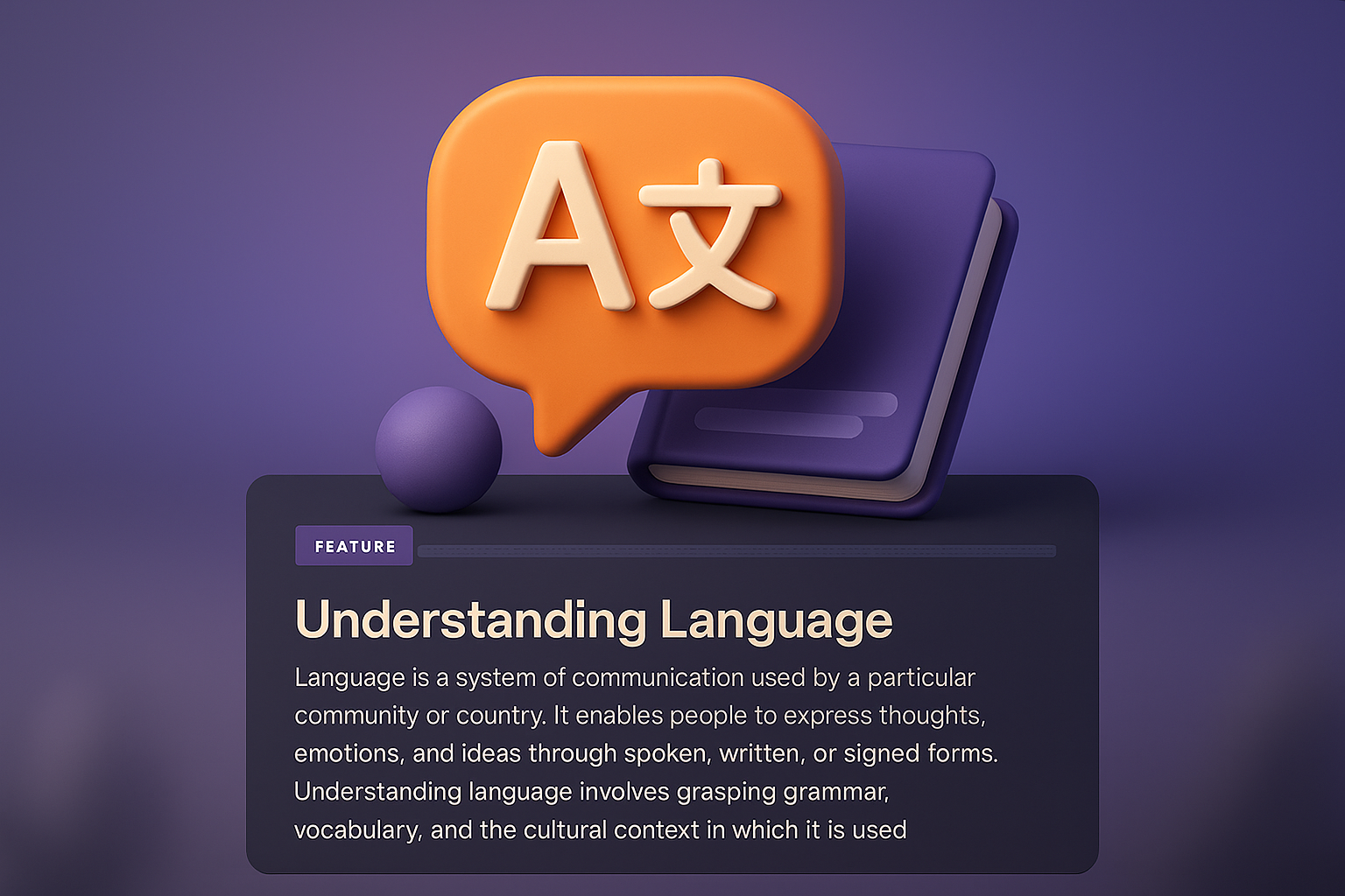 3D Illustration of a Web Page Featuring Language Understanding