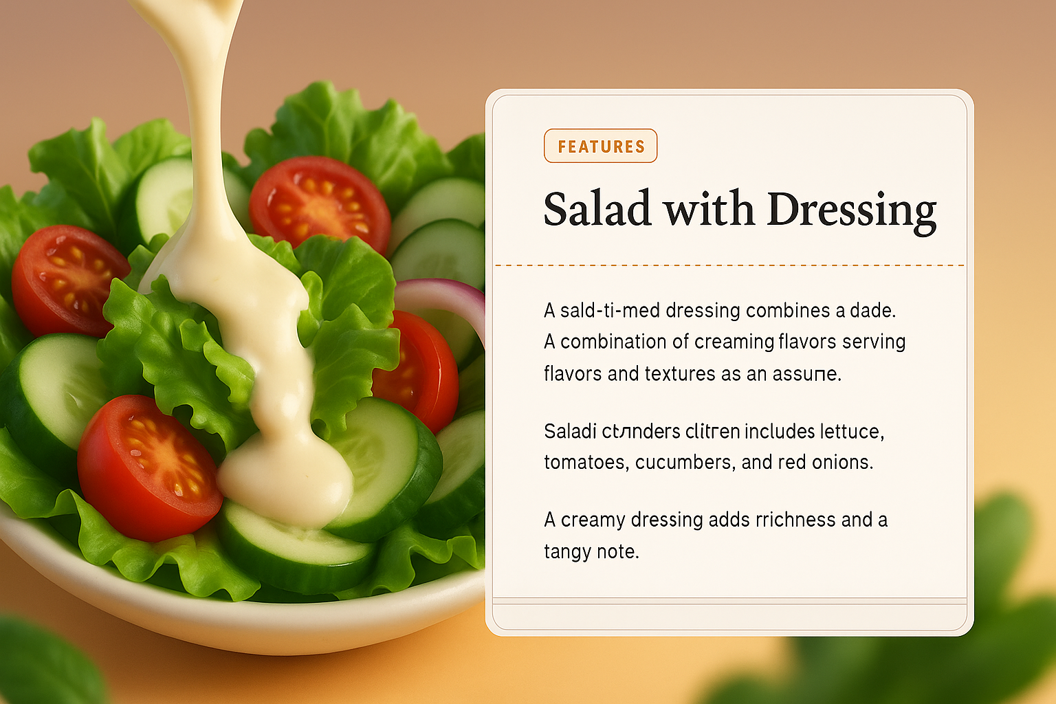 Delicious Salad with Creamy Dressing Close-Up