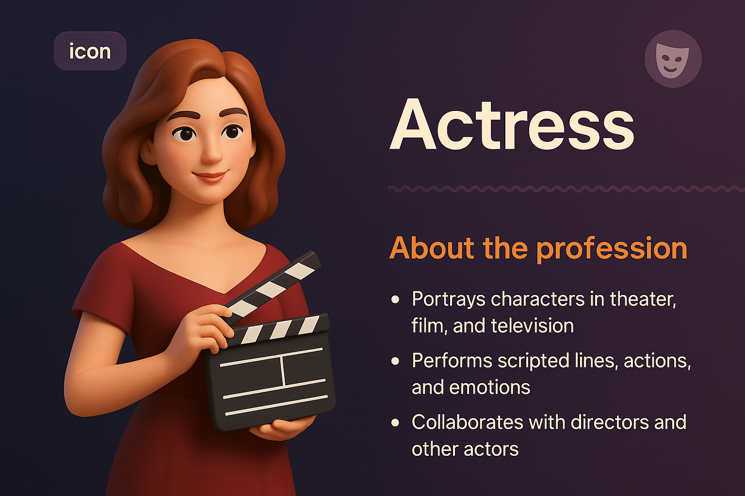 3D Illustration of an Actress with Professional Insights