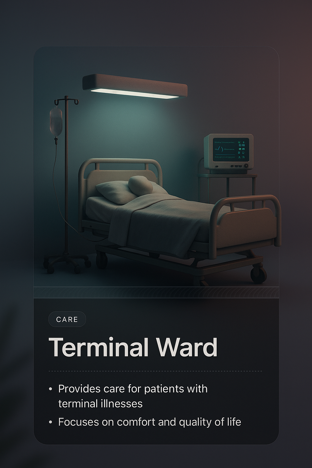 3D Illustration of Terminal Ward with Glass Texture Effect