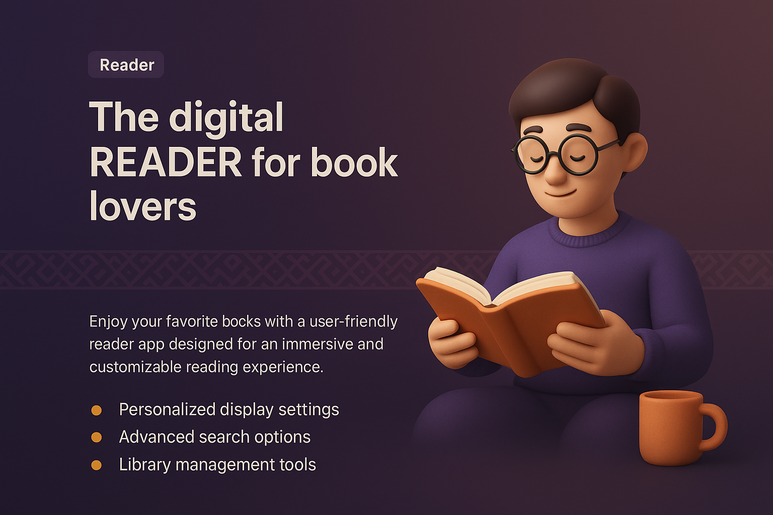 3D Illustration for Reader App Landing Page Design