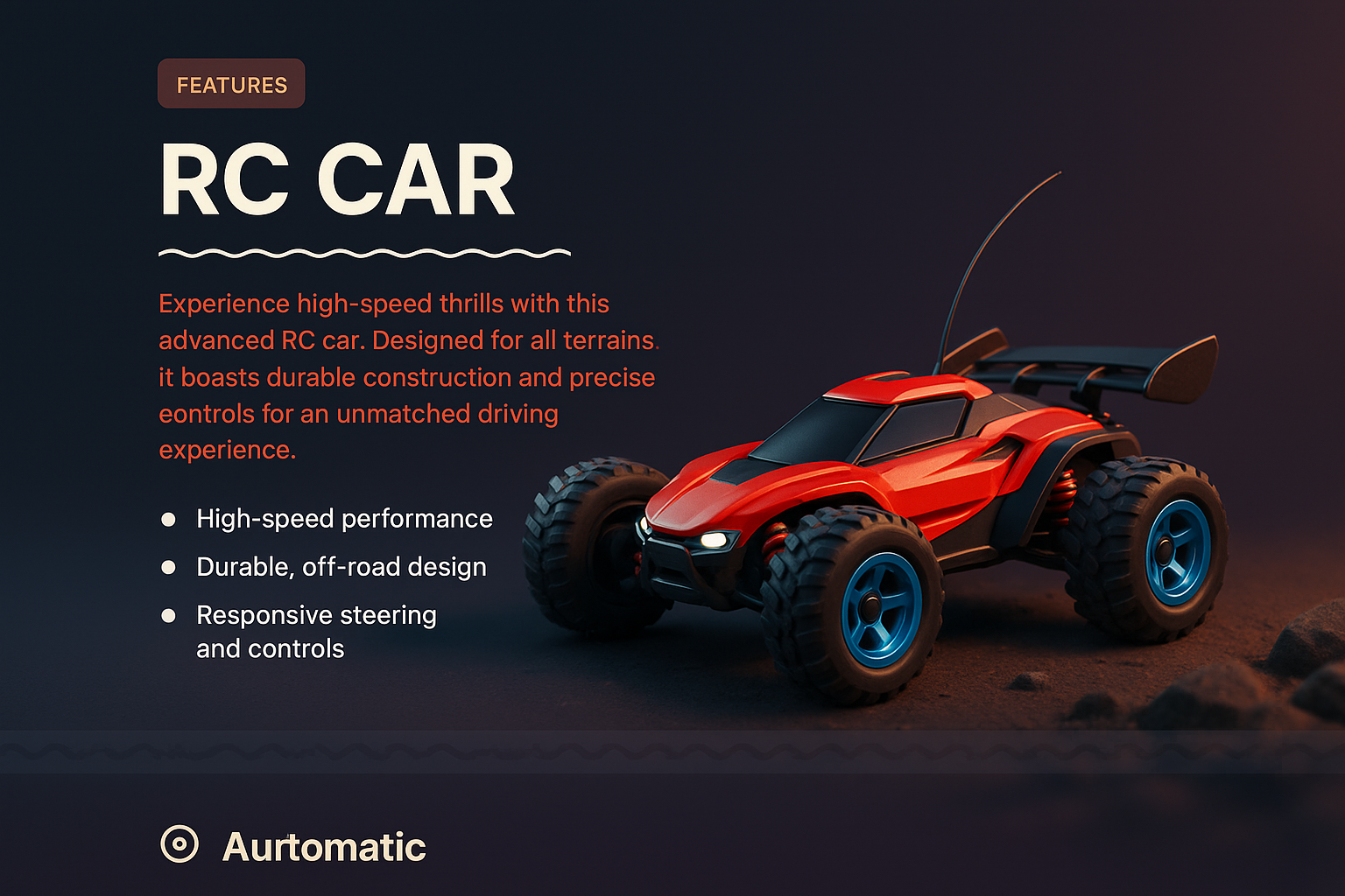 Stylish RC Car Design with Features Overview