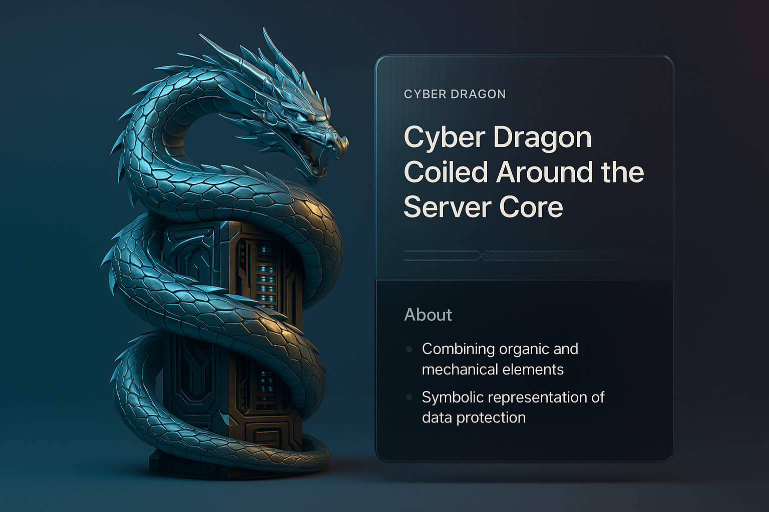 Cyber Dragon Coiled Around the Server Core - A 3D Illustration