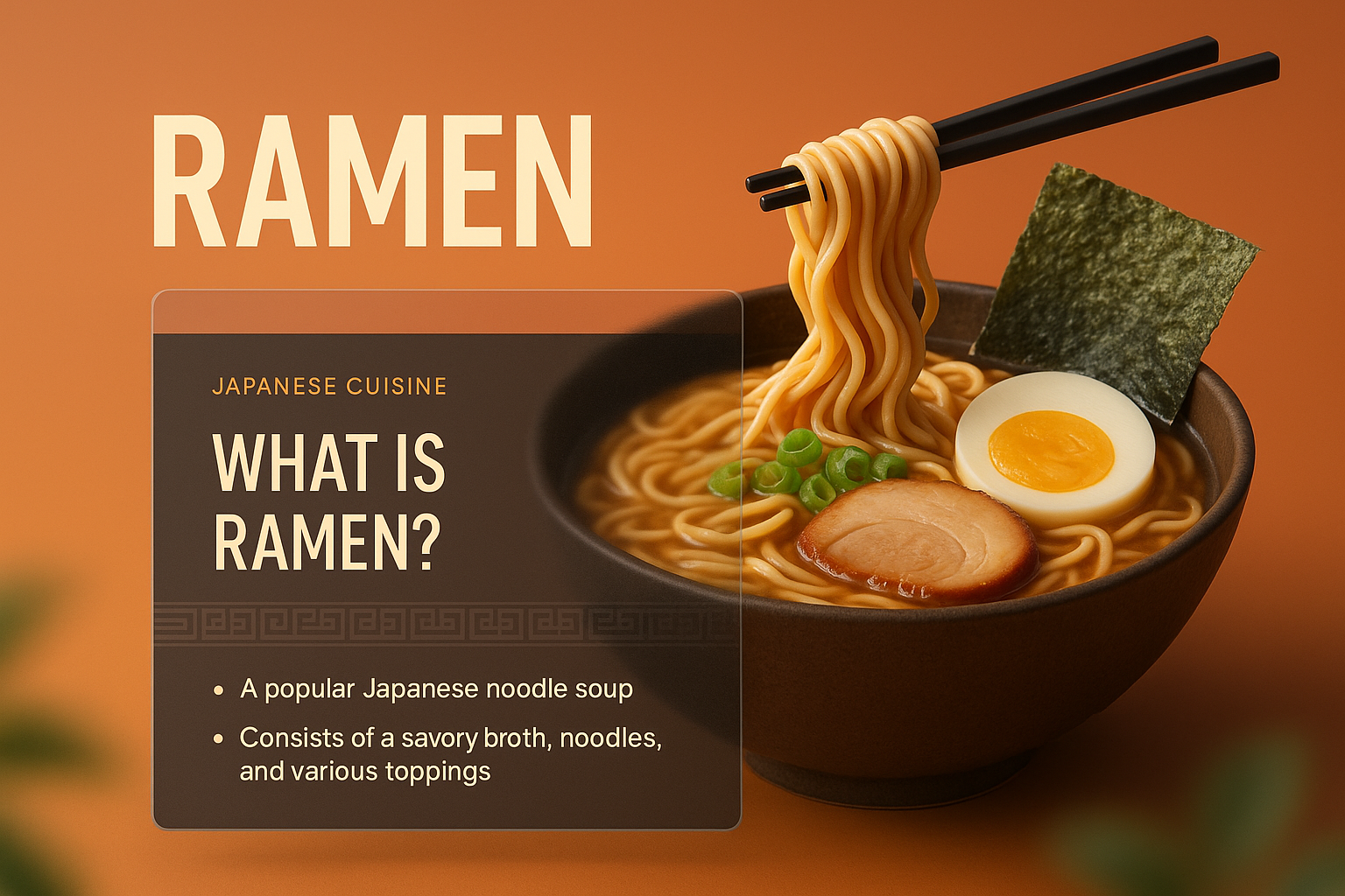 3D Illustration of Ramen with Informative Overlay