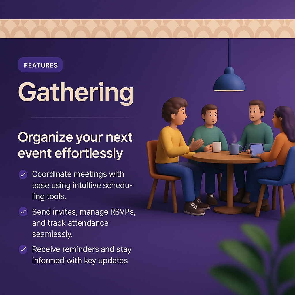 3D Icon Landing Page for Event Gathering Features