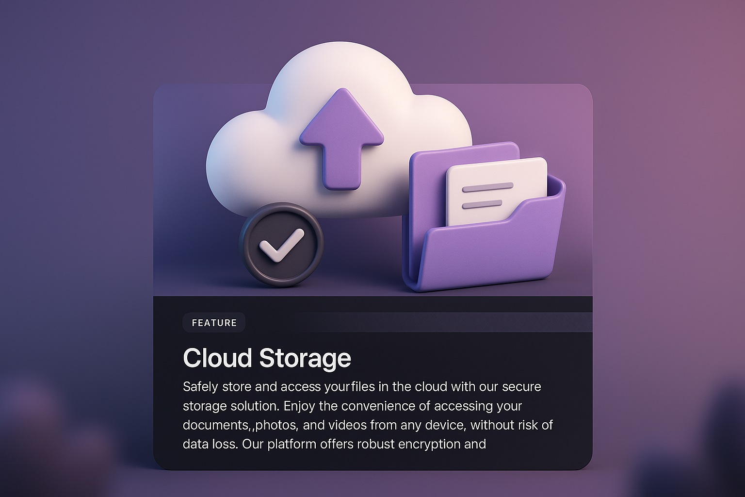 3D Web Design Illustration with Cloud Storage Feature