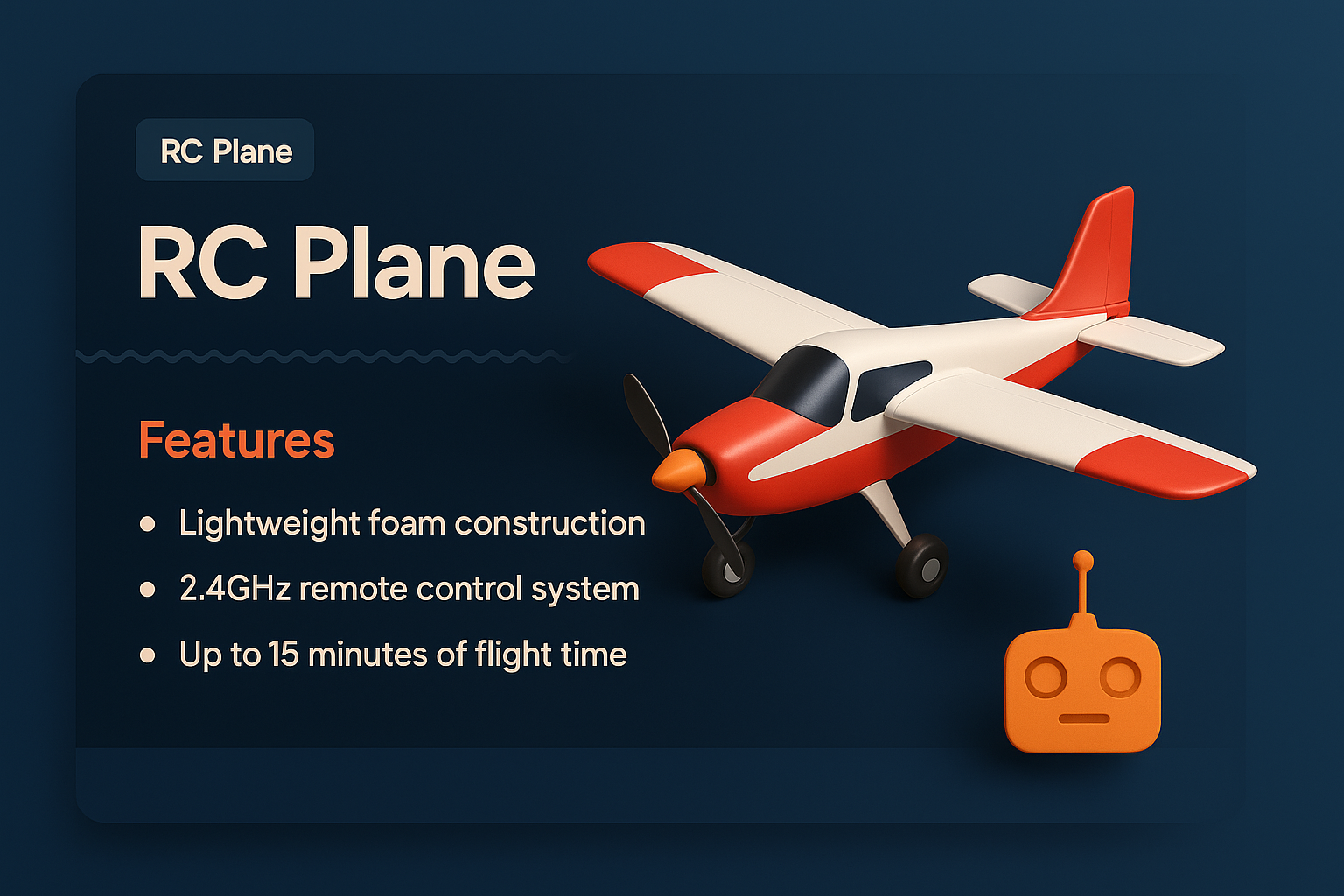 Landing Page Design Featuring 3D RC Plane Illustration