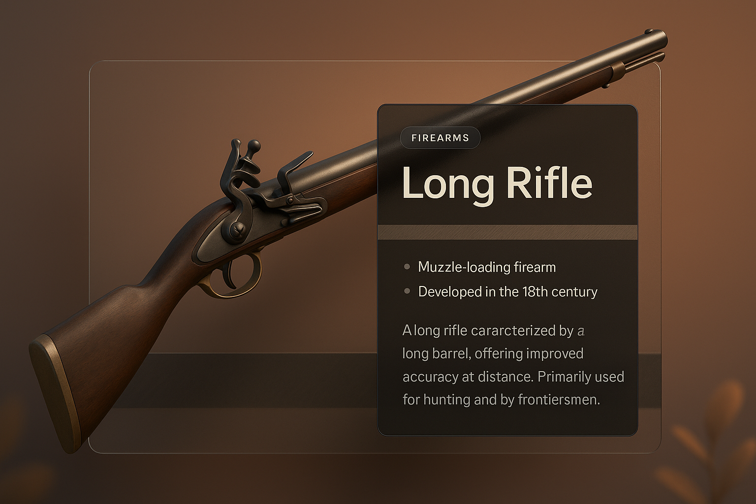 Elegant Long Rifle 3D Illustration with Informative Overlay