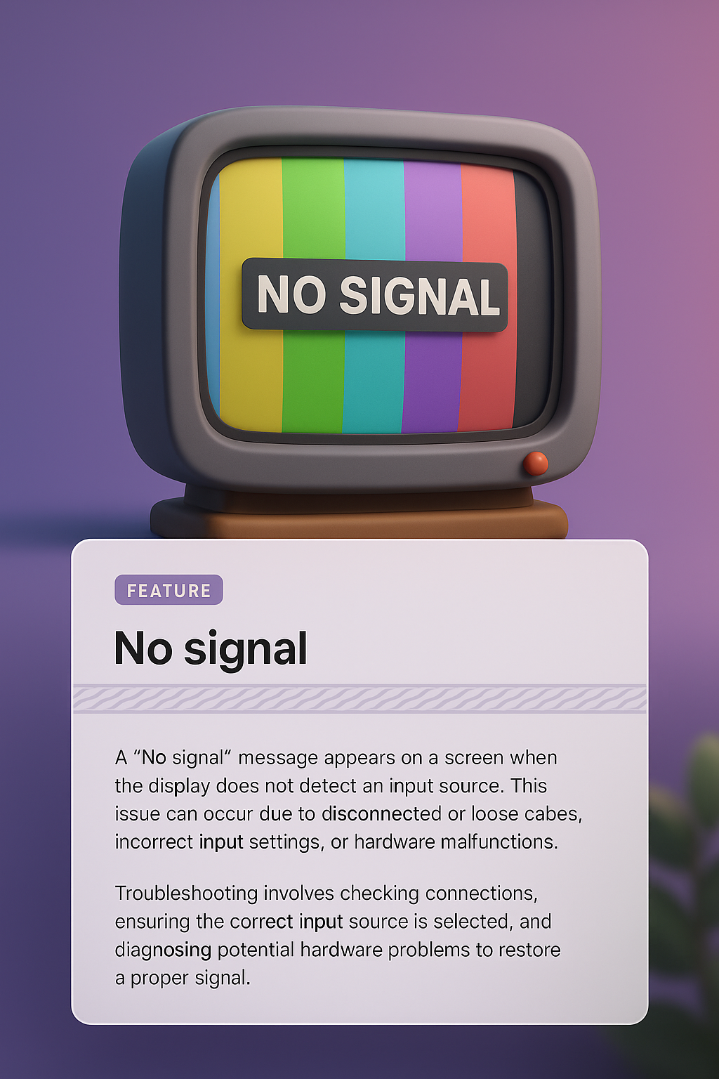 3D Web Page Design Featuring No Signal Message