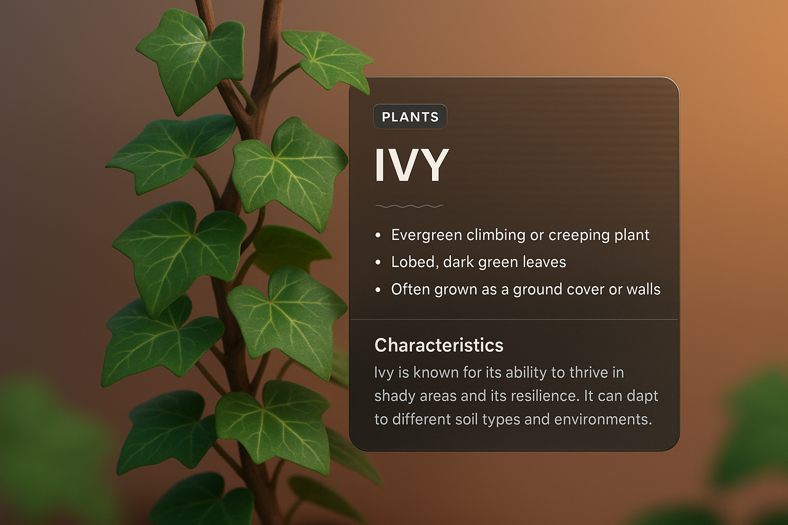 Elegant Web Page Design Featuring Ivy Plant Information