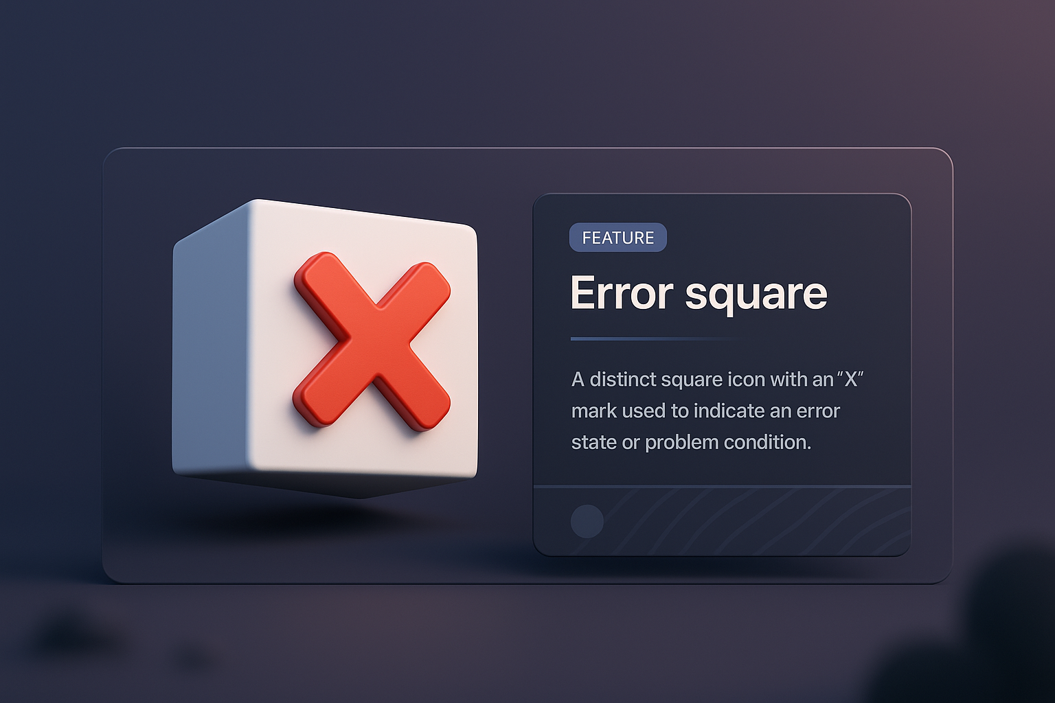 3D Illustration of Error Square Icon for Web Design