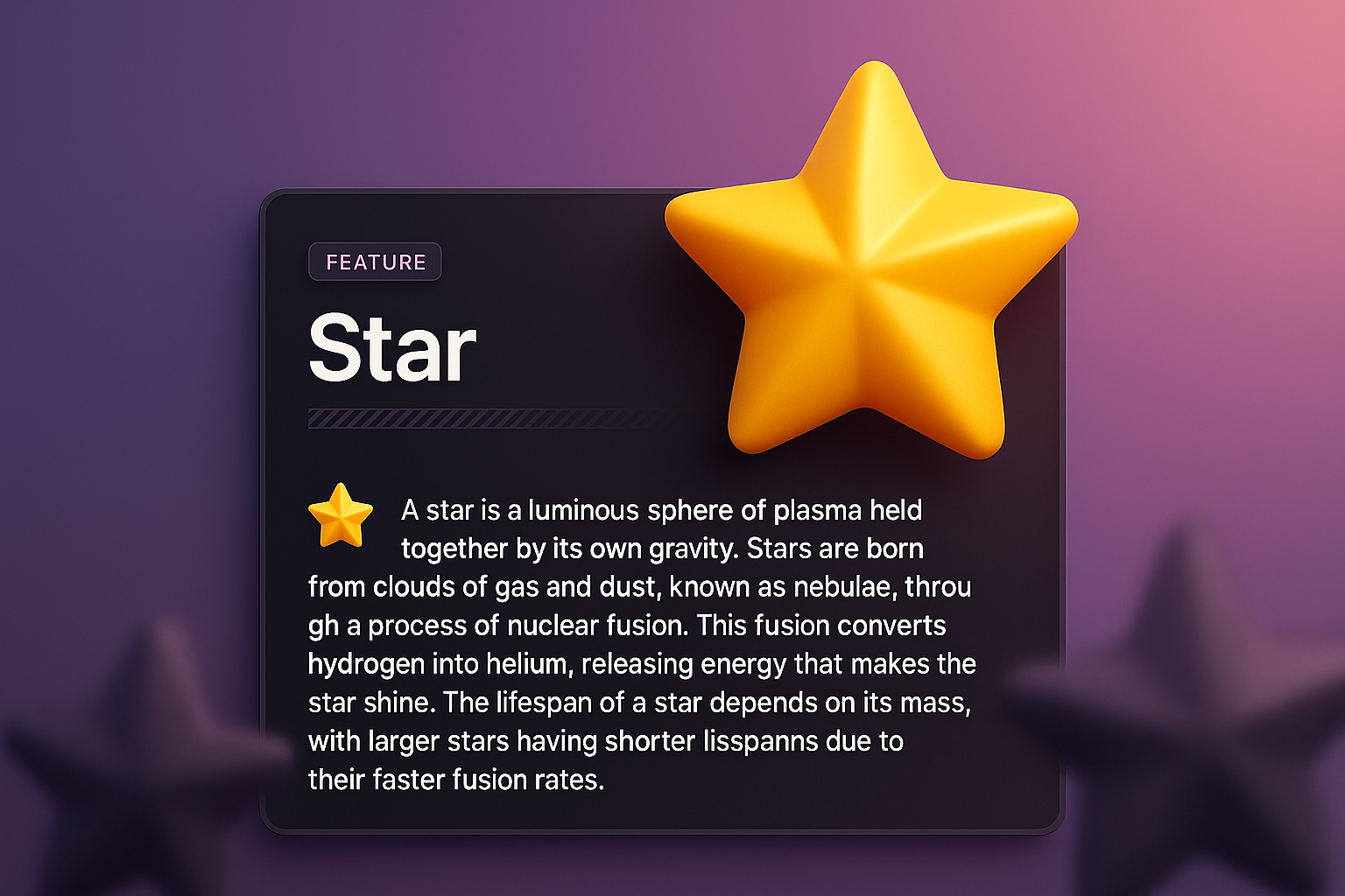3D Illustration of a Star Feature for Web Page Design