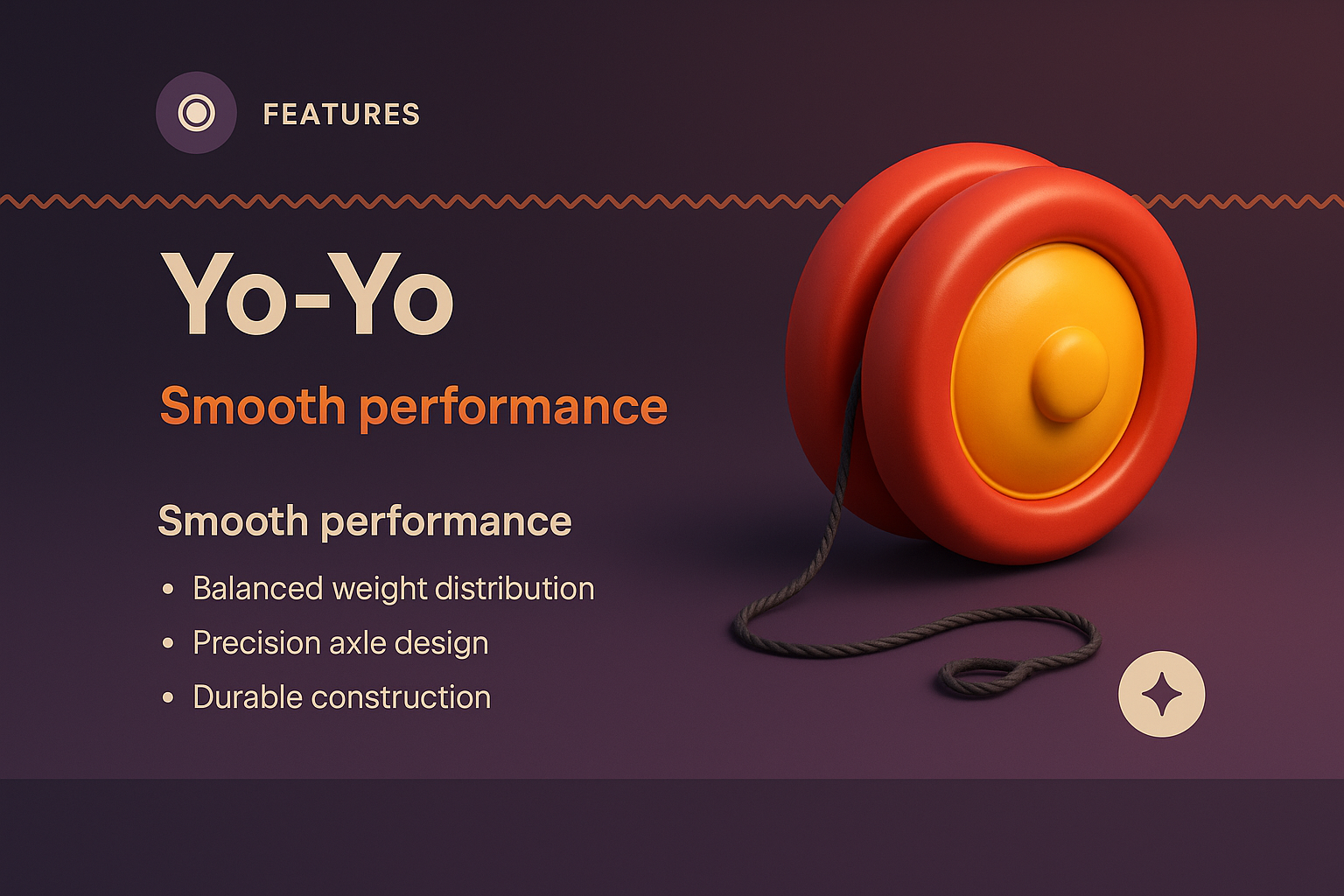 3D Yo-Yo Illustration with Feature Highlights